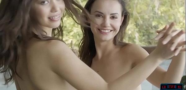  Lesbian teen hotties undress each other and fool around